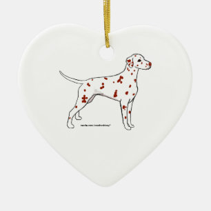 Dalmatian Heart -- Liver-Spotted Ceramic Tree Decoration