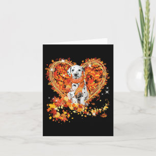 Dalmatian Hello Autumn Dog Leaves Heart Fall Thank Card