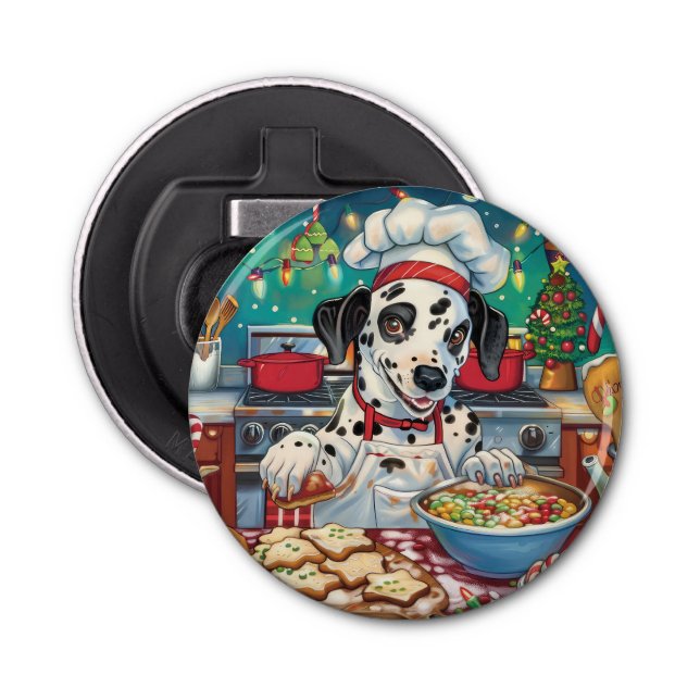 Dalmatian Holiday Baking: Festive Christmas Bottle Opener (Front)
