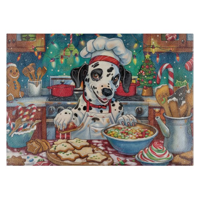 Dalmatian Holiday Baking: Festive Christmas Cutting Board (Front)