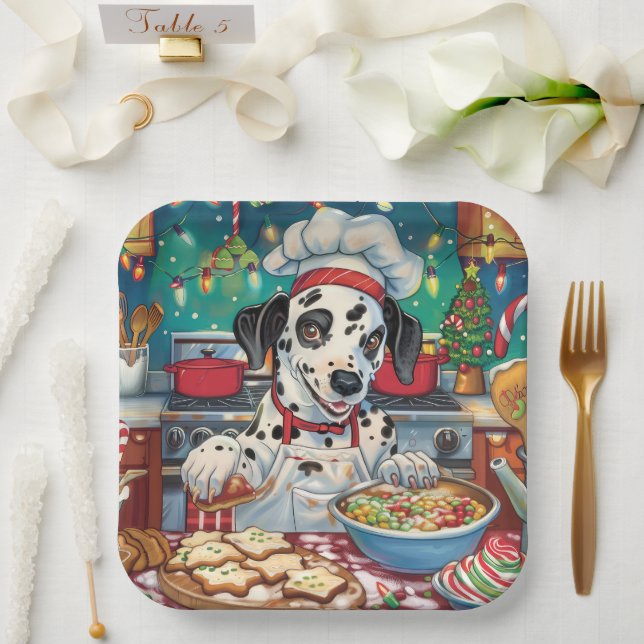 Dalmatian Holiday Baking: Festive Christmas Paper Plate (Wedding)