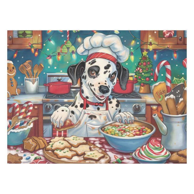 Dalmatian Holiday Baking: Festive Christmas Tablecloth (Front (Horizontal))