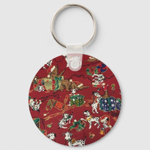 Dalmatian Holiday Print Key Ring