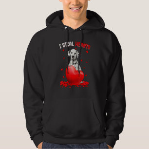 Dalmatian I Steal Hearts Cute Dog Hug Heart Valent Hoodie