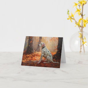Dalmatian in Autumn Leaves Fall Inspire Card