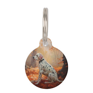 Dalmatian in Autumn Leaves Fall Inspire Pet Tag