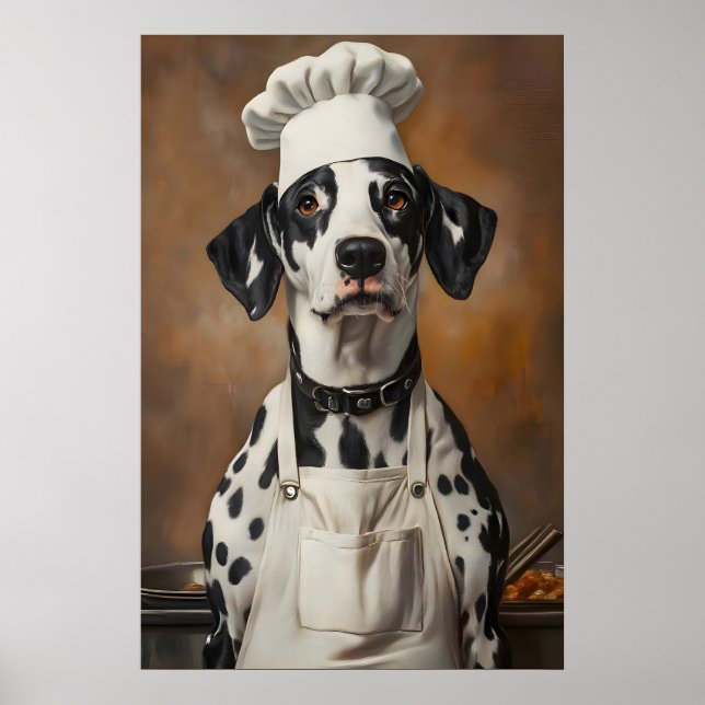 Dalmatian In Chefs Hat Poster, Pet Poster (Front)