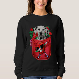 Dalmatian In Pocket Dabbing Heart Sunglasses Valen Sweatshirt