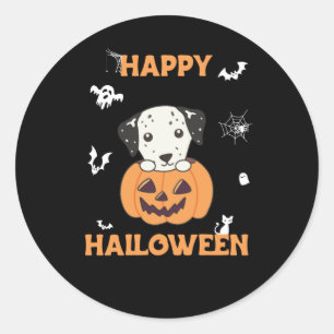 Dalmatian In Pumpkin Sweet Dogs Happy Halloween Classic Round Sticker