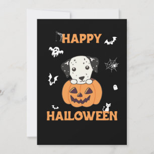 Dalmatian In Pumpkin Sweet Dogs Happy Halloween Holiday Card