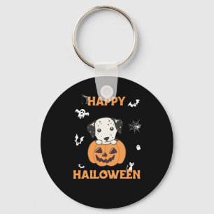 Dalmatian In Pumpkin Sweet Dogs Happy Halloween Key Ring
