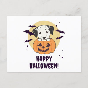 Dalmatian In Pumpkin Sweet Dogs Happy Halloween Postcard