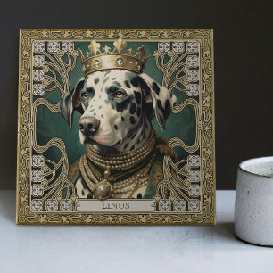 Dalmatian Jewel-Embellished Art Deco Personalised Tile