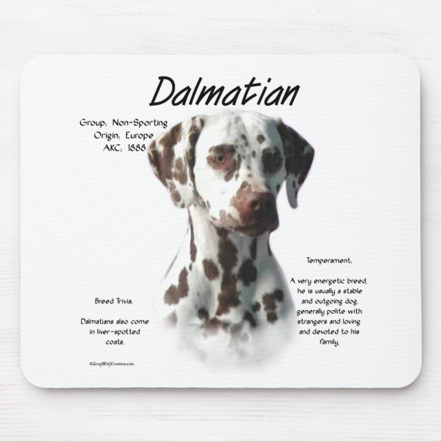 Dalmatian (liver) History Design Mouse Mat (Front)