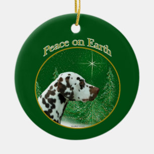Dalmatian (liver) Peace Ceramic Tree Decoration