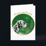 Dalmatian (liver) Peace Holiday Card<br><div class="desc">Peace on Earth. Show your reason for the season with your Dalmatian in this unique dog design accented with green and gold. Goes great on an ornament,  greeting card or sticker.</div>