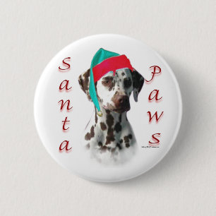 Dalmatian (liver) Santa Paws 6 Cm Round Badge