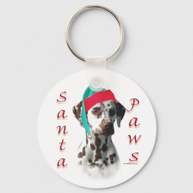 Dalmatian (liver) Santa Paws Key Ring (Front)