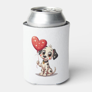 Dalmatian Love Heart for Valentines Day on Dalmati Can Cooler