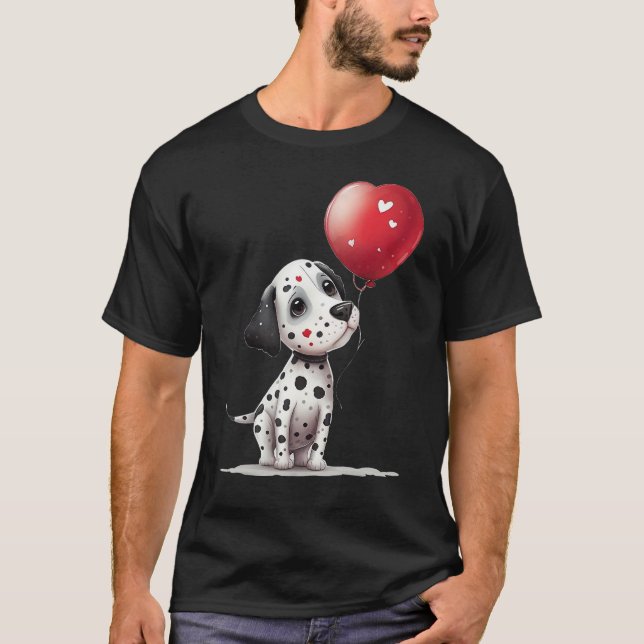 Dalmatian Love Heart for Valentines Day on Dalmati T-Shirt (Front)