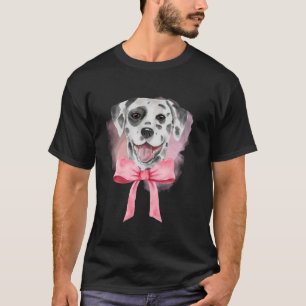 Dalmatian Lover Gift Coquette Pink Bow Dog Fur Mum T-Shirt
