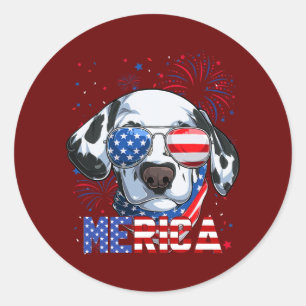 Dalmatian Lover Merica Sunglasses 4th of July Classic Round Sticker