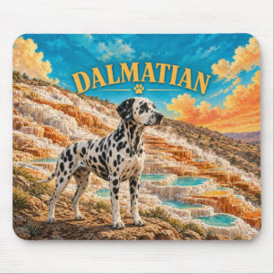Dalmatian, Mammoth Terraces Vintage Watercolor Mouse Mat