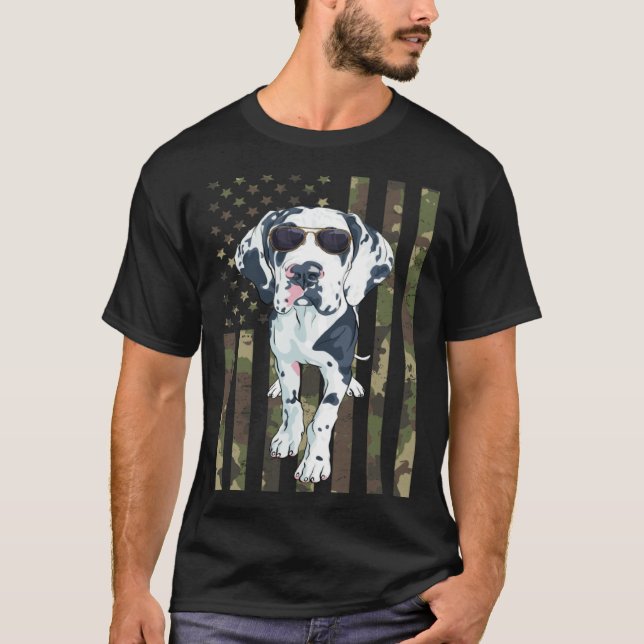 Dalmatian Men Women Dalmation Dad Mom Camo USA Fla T-Shirt (Front)