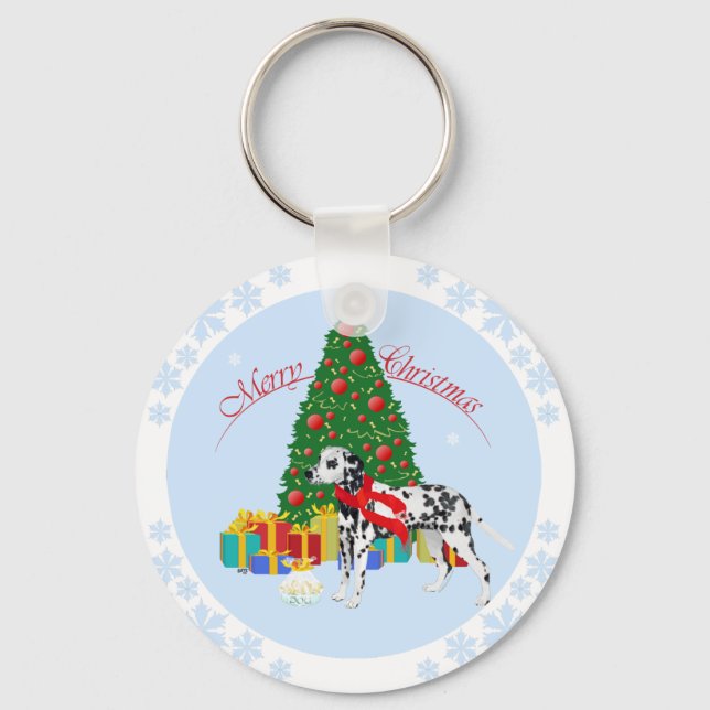 Dalmatian Merry Christmas Key Ring (Front)