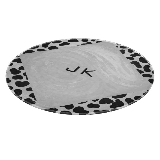 Dalmatian Monogrtam Black and White Prints Cutting Board (Corner)