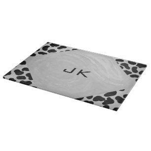 Dalmatian Monogrtam Black and White Prints Cutting Board