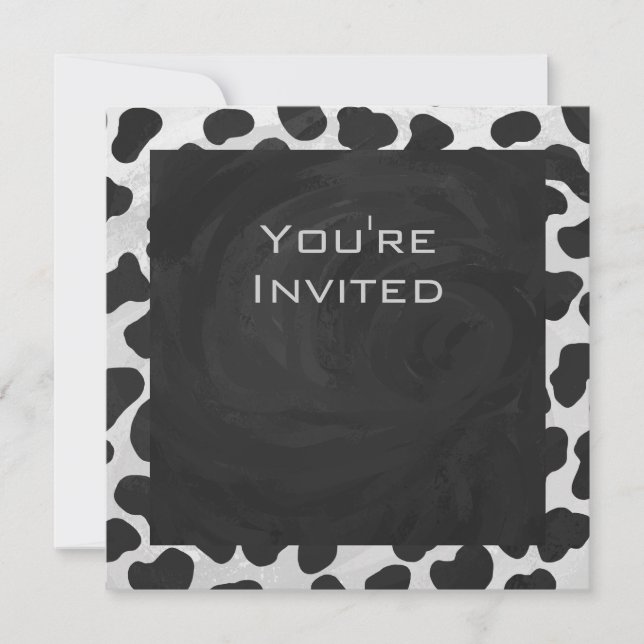 Dalmatian Monogrtam Black and White Prints Invitation (Front)