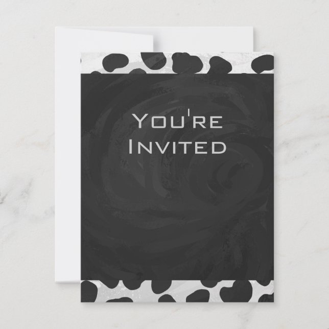 Dalmatian Monogrtam Black and White Prints Invitation (Front)