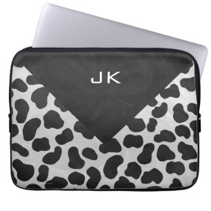 Dalmatian Monogrtam Black and White Prints Laptop Sleeve