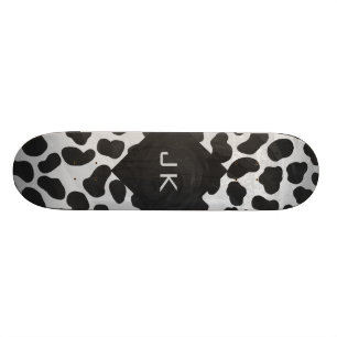 Dalmatian Monogrtam Black and White Prints Skateboard
