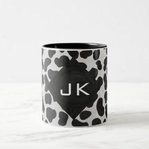 Dalmatian Monogrtam Black and White Prints Two-Tone Coffee Mug