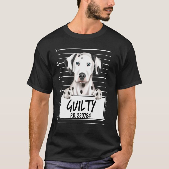 Dalmatian Mugshot Guilty Dog T-Shirt (Front)