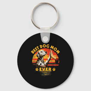 Dalmatian mum retro sunset funny dog mother's day key ring