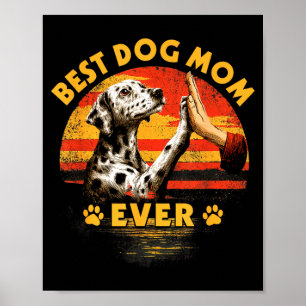 Dalmatian mum retro sunset funny dog mother's day poster