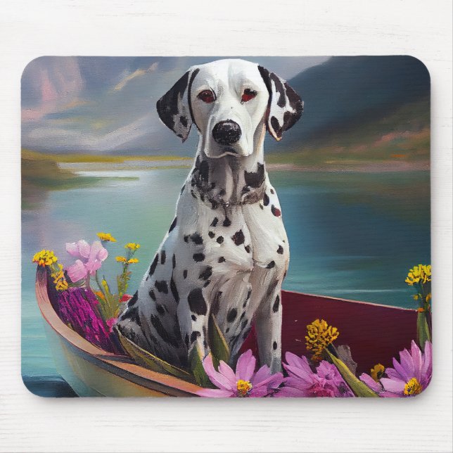 Dalmatian on a Paddle: A Scenic Adventure Mouse Mat (Front)