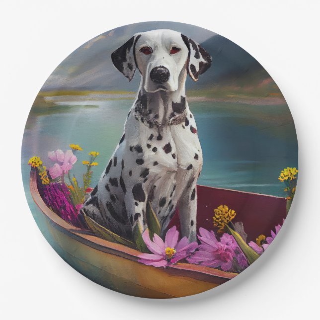 Dalmatian on a Paddle: A Scenic Adventure Paper Plate (Front)