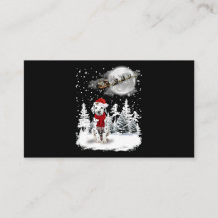 Dalmatian On Snow Christmas Moon Lighting Santa Ha Business Card
