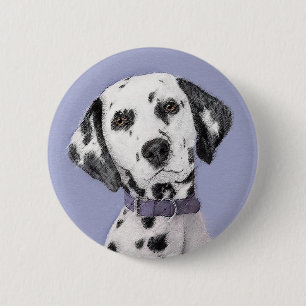 Dalmatian Painting - Cute Original Dog Art 6 Cm Round Badge