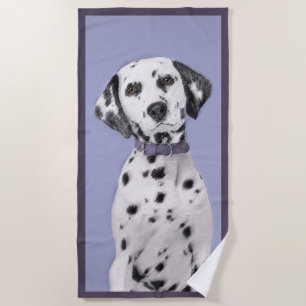 Dalmatian Painting - Cute Original Dog Art Beach Towel