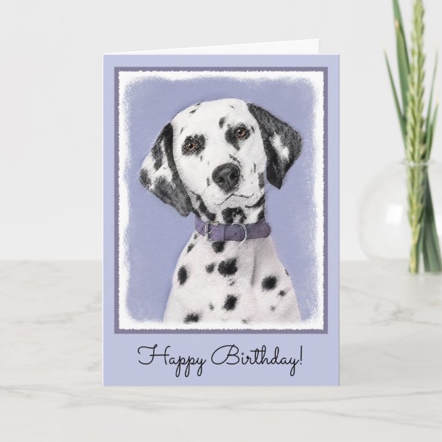 Dalmatian Painting - Cute Original Dog Art Card (Front)