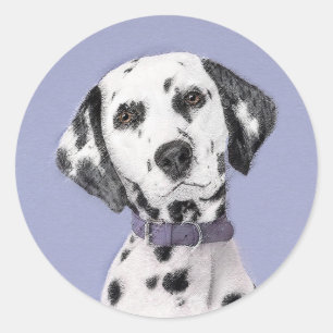Dalmatian Painting - Cute Original Dog Art Classic Round Sticker