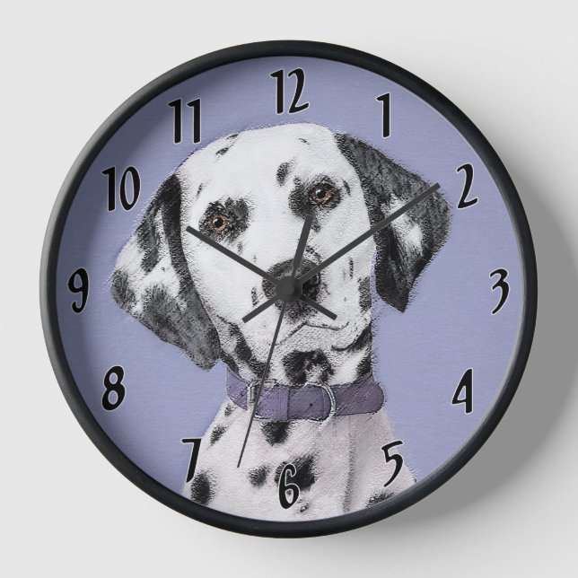 Dalmatian Painting - Cute Original Dog Art Clock (Front)