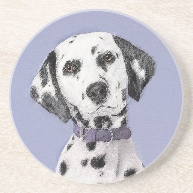 Dalmatian Painting - Cute Original Dog Art Coaster (Front)