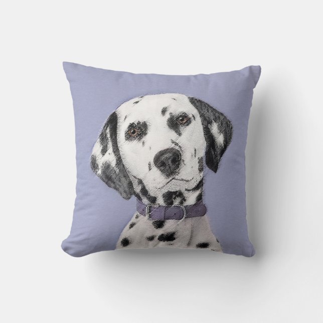 Dalmatian Painting - Cute Original Dog Art Cushion (Front)
