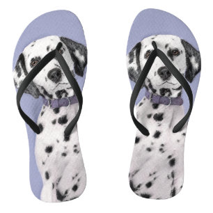 Dalmatian Painting - Cute Original Dog Art Flip Flops